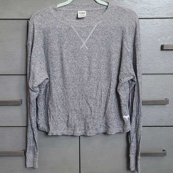 PINK Victoria's Secret Tops - PINK Victoria's Secret Gray Long Sleeve Shirt